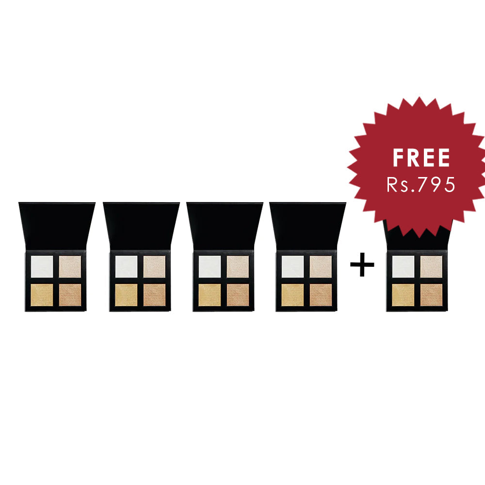 Revolution Pro 4K Highlighter Palette Gold 4Pcs Set + 1 Full Size Product Worth 25% Value Free