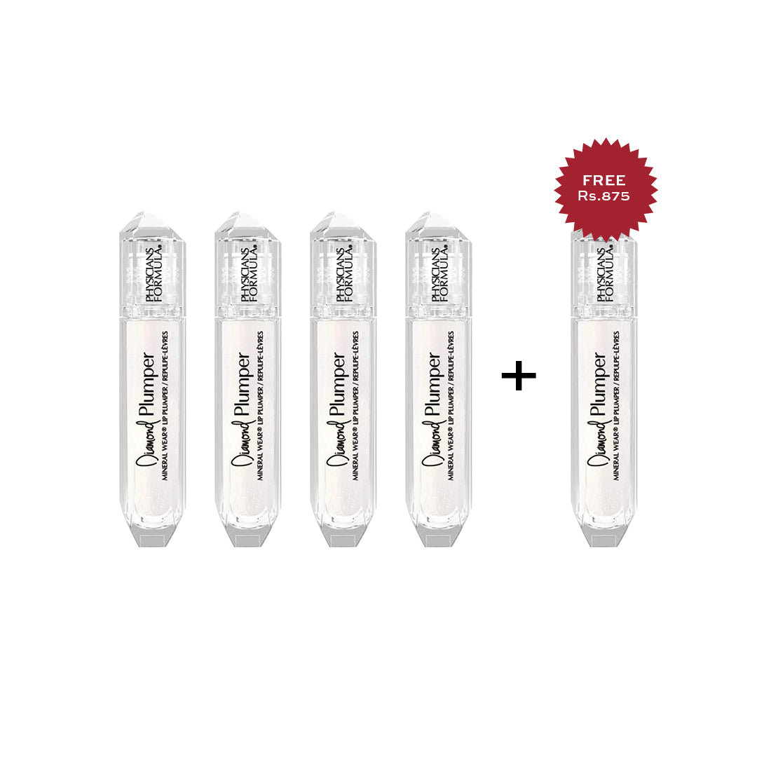 Physicians Formula Mineral Wear Diamond Glow Lip Plumper Diamond Marquise 4pc Set + 1 Full Size Product Worth 25% Value Free