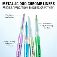 Makeup Revolution Metallic Duochrome Eyeliner Shifted Sparkle 4pc Set + 1 Full Size Product Worth 25% Value Free