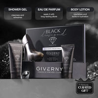 Giverny Black Diamond 3 pcs Gift Set 100 ml Body Lotion, 100 ml Eau De Parfum, 100 ml Shower Gel 4pc Set + 1 Full Size Product Worth 25% Value Free