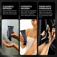 Giverny Black Diamond 3 pcs Gift Set 100 ml Body Lotion, 100 ml Eau De Parfum, 100 ml Shower Gel 4pc Set + 1 Full Size Product Worth 25% Value Free