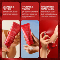 Giverny Red Diamond 3 pcs Gift Set, 100 ml Body Lotion 100 ml Eau De Parfum, 100 ml Shower Gel 4pc Set + 1 Full Size Product Worth 25% Value Free