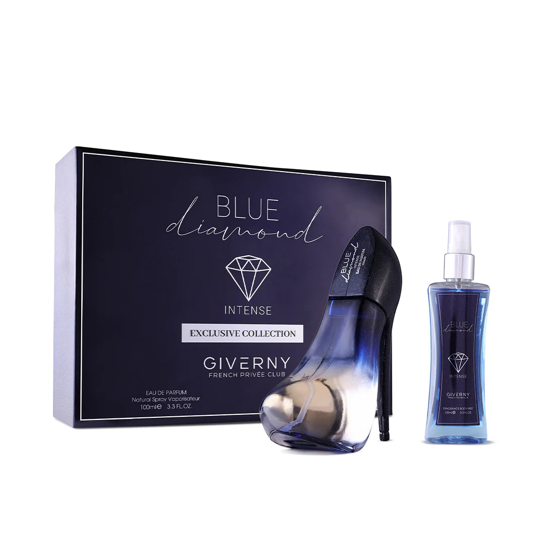 Giverny Blue Diamond 2 pcs Gift Set 100 ML Eau De Parfum, 100 ml Body Mist 4pc Set + 1 Full Size Product Worth 25% Value Free