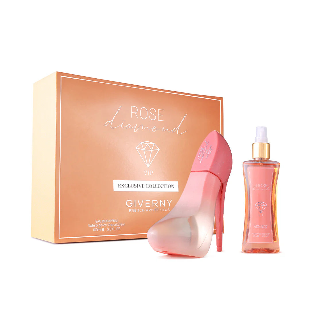 Giverny Rose Diamond 2 pcs Gift Set 100 ML Eau De Parfum, 100 ml Body Mist 4pc Set + 1 Full Size Product Worth 25% Value Free
