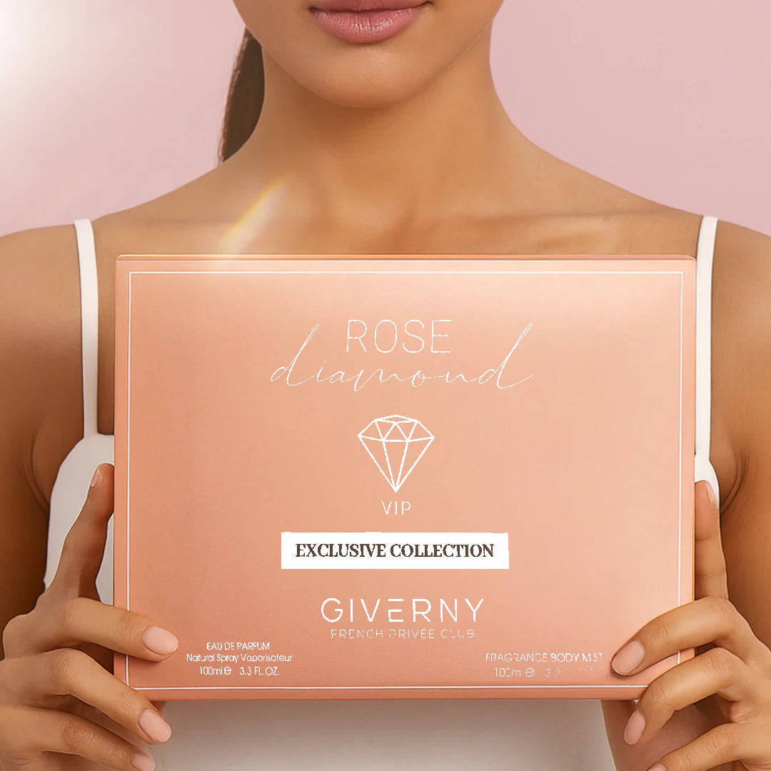 Giverny Rose Diamond 2 pcs Gift Set 100 ML Eau De Parfum, 100 ml Body Mist 4pc Set + 1 Full Size Product Worth 25% Value Free
