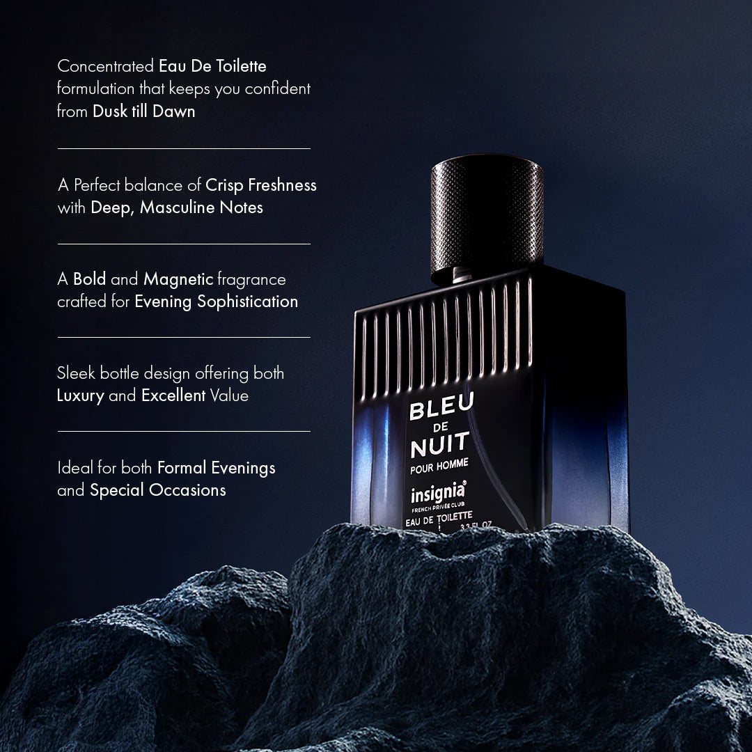 INSIGNIA BLEU DE NUIT Pour Homme Eau De Toilette 100ml 4pc Set + 1 Full Size Product Worth 25% Value Free