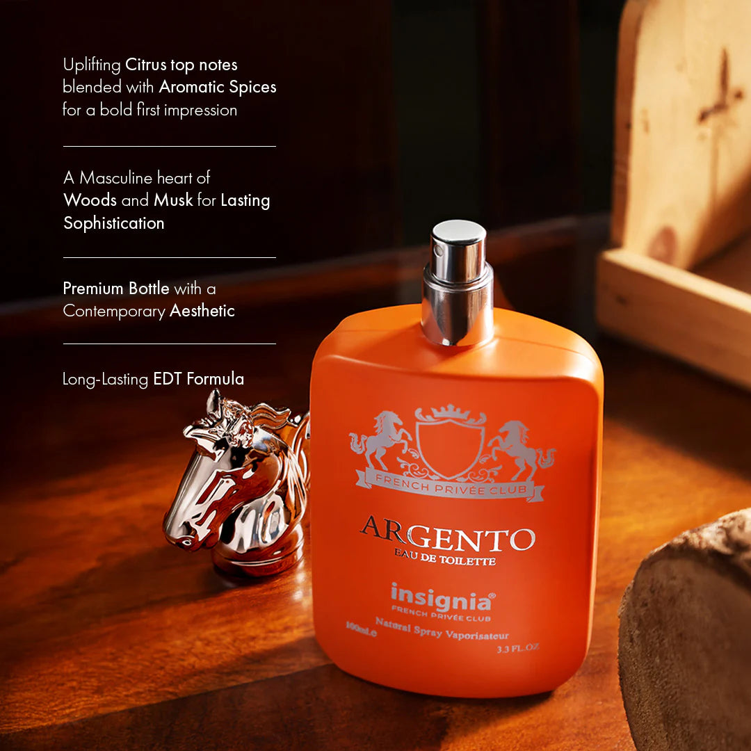 INSIGNIA ARGENTO Eau De Toilette 100ml 4pc Set + 1 Full Size Product Worth 25% Value Free