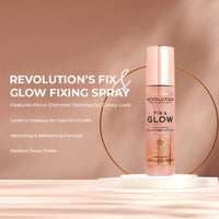 Makeup Revolution Fix & Glow Fixing Spray 4pc Set + 1 Full Size Product Worth 25% Value Free
