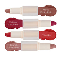 Makeup Revolution Lip Allure Soft Satin Lipstick Vibe Red 4pc Set + 1 Full Size Product Worth 25% Value Free