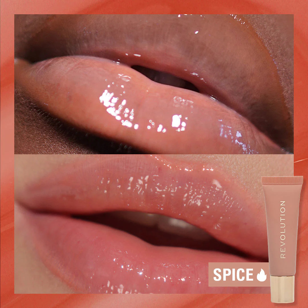 Revolution Juicy Peptide Lip Balm Nude Spice 4pc Set + 1 Full Size Product Worth 25% Value Free