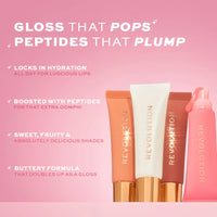 Revolution Juicy Peptide Lip Balm Pink Strawberry 4pc Set + 1 Full Size Product Worth 25% Value Free