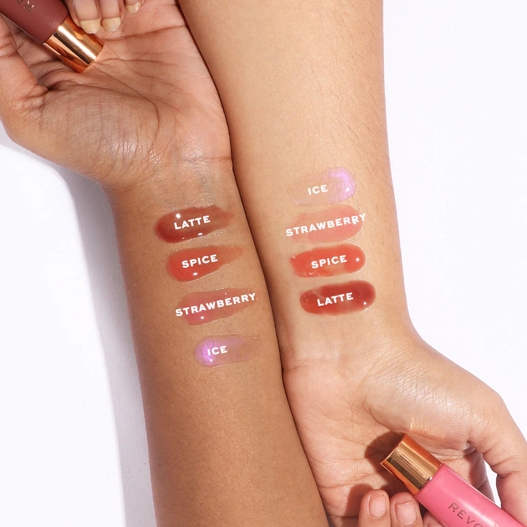 Revolution Juicy Peptide Lip Balm Nude Latte 4pc Set + 1 Full Size Product Worth 25% Value Free