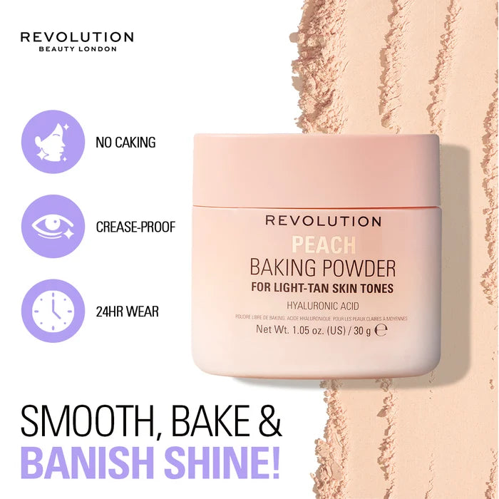 Makeup Revolution Loose Baking Powder Peach 4pc Set + 1 Full Size Product Worth 25% Value Free