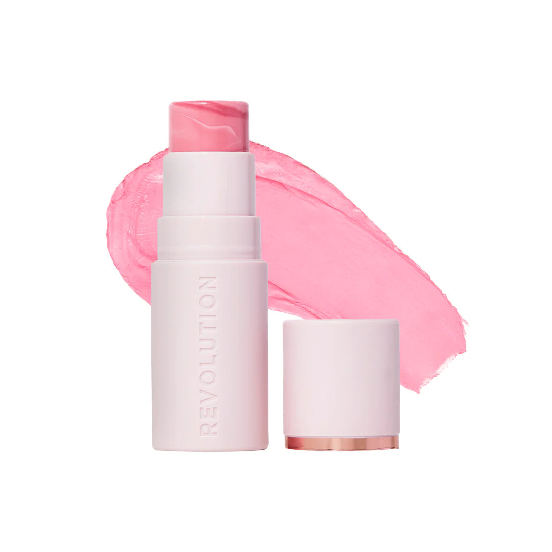 Makeup Revolution Skin Silk Marble Blush Stick Pinched Light Pink 4pc Set + 1 Full Size Product Worth 25% Value Free
