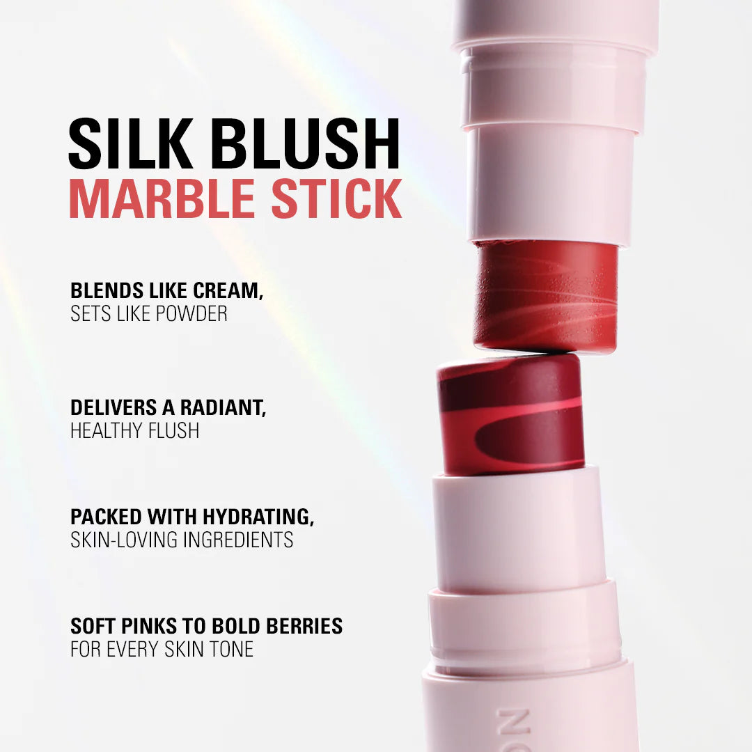 Makeup Revolution Skin Silk Marble Blush Stick Sunkissed Apricot 4pc Set + 1 Full Size Product Worth 25% Value Free