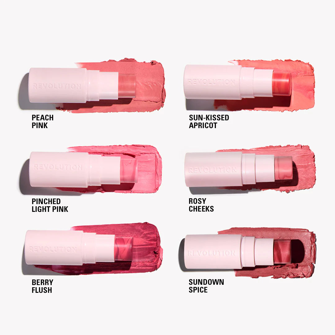 Makeup Revolution Skin Silk Marble Blush Stick Peachy Pink 4pc Set + 1 Full Size Product Worth 25% Value Free