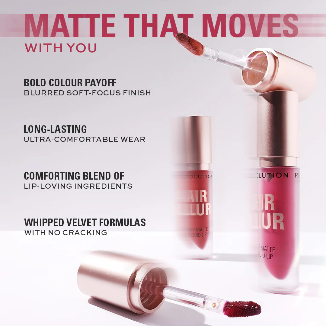 Makeup Revolution Air Blur Matte Liquid Lipstick Peachy 4pc Set + 1 Full Size Product Worth 25% Value Free