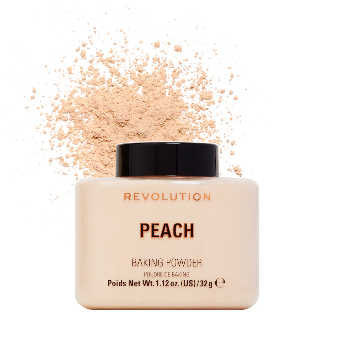 Makeup Revolution Loose Baking Powder Peach 4pc Set + 1 Full Size Product Worth 25% Value Free