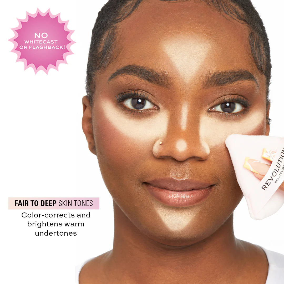 Makeup Revolution Loose Baking Powder Peach 4pc Set + 1 Full Size Product Worth 25% Value Free