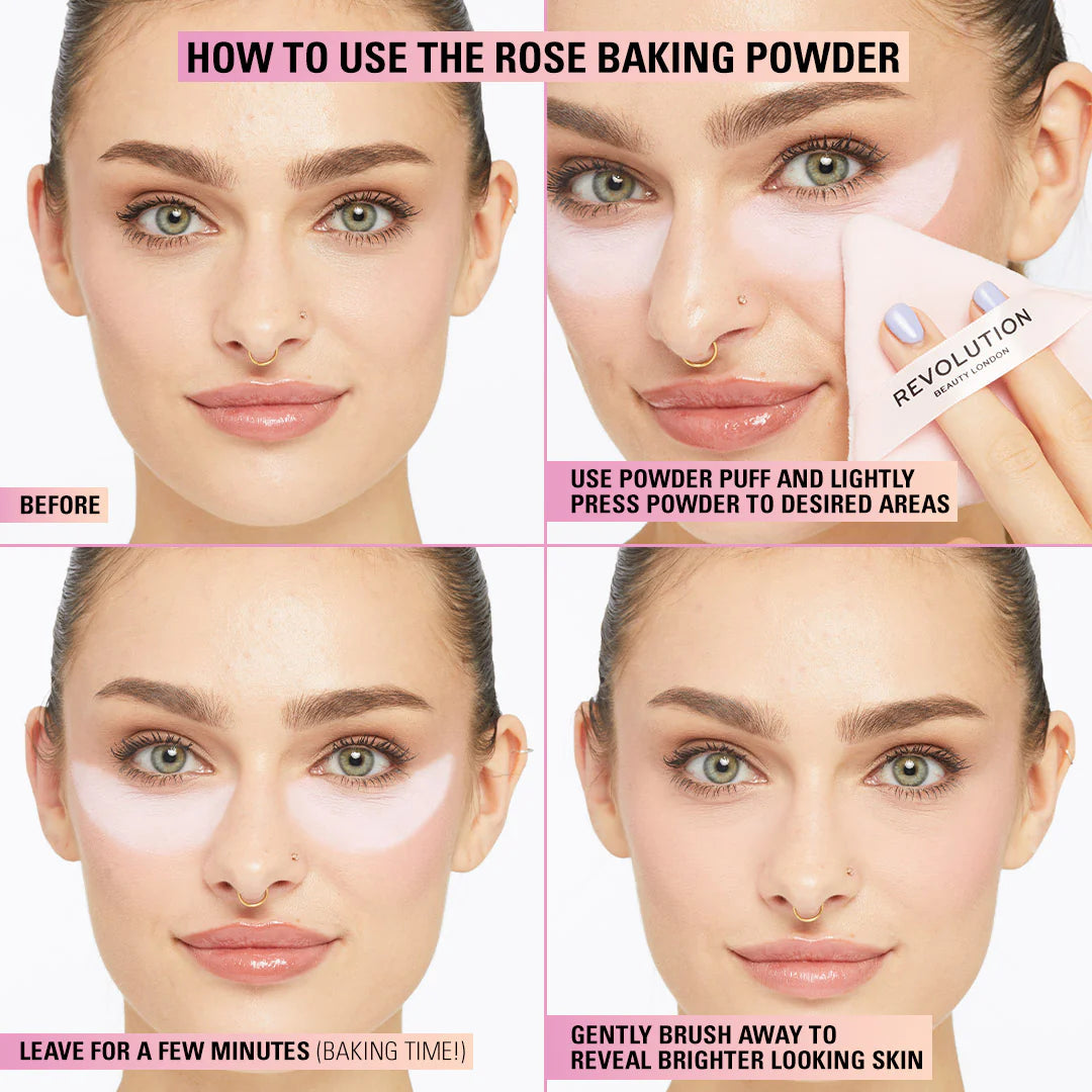 Revolution Loose Baking Powder Rose 4pc Set + 1 Full Size Product Worth 25% Value Free