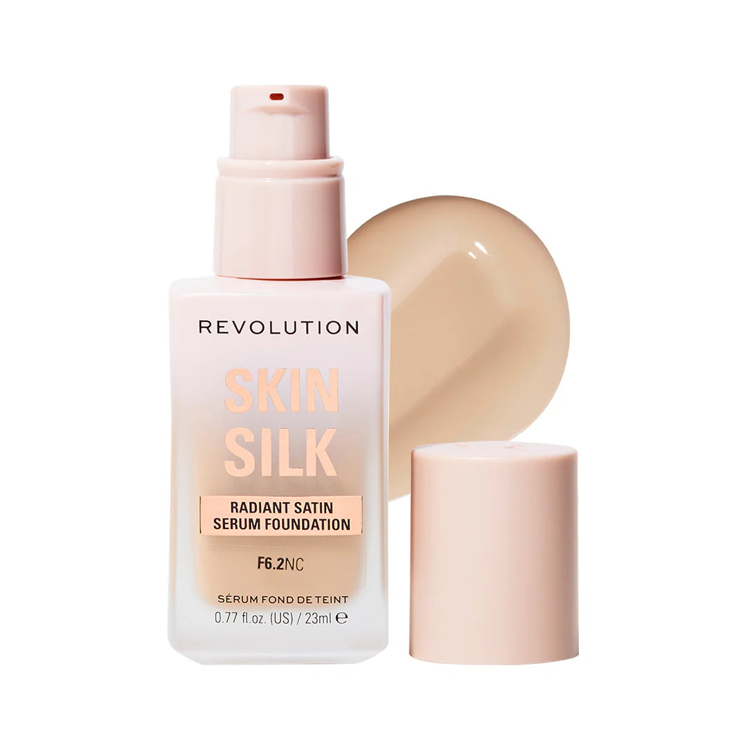 Makeup Revolution Skin Silk Serum Foundation F6.2 NC 4pc Set + 1 Full Size Product Worth 25% Value Free