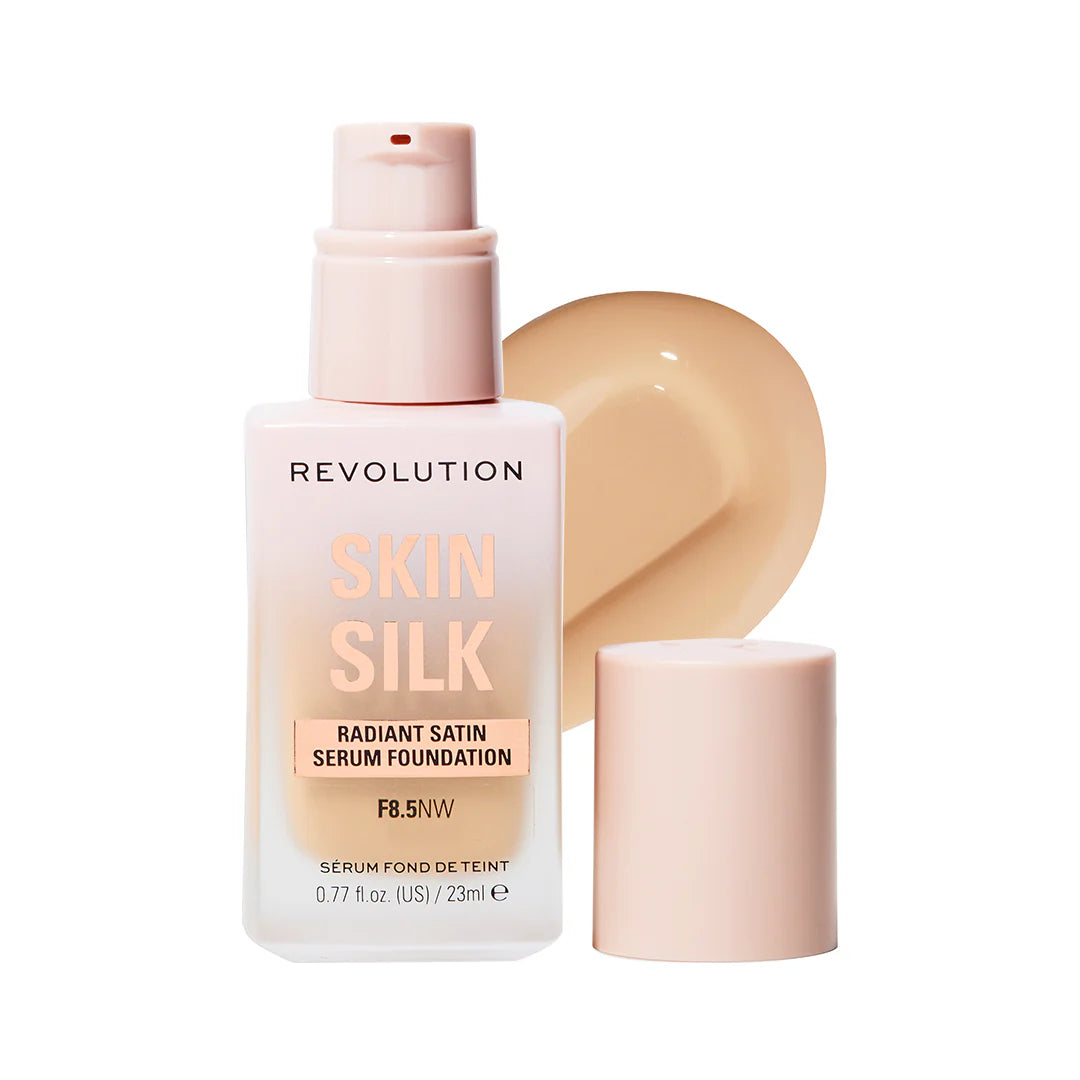 Makeup Revolution Skin Silk Serum Foundation F8.5 W 4pc Set + 1 Full Size Product Worth 25% Value Free