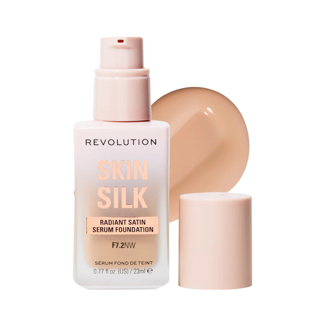 Makeup Revolution Skin Silk Serum Foundation F7.2 NW 4pc Set + 1 Full Size Product Worth 25% Value Free