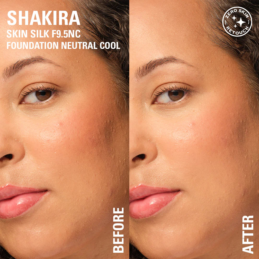 Makeup Revolution Skin Silk Serum Foundation F9.5 NC 4pc Set + 1 Full Size Product Worth 25% Value Free