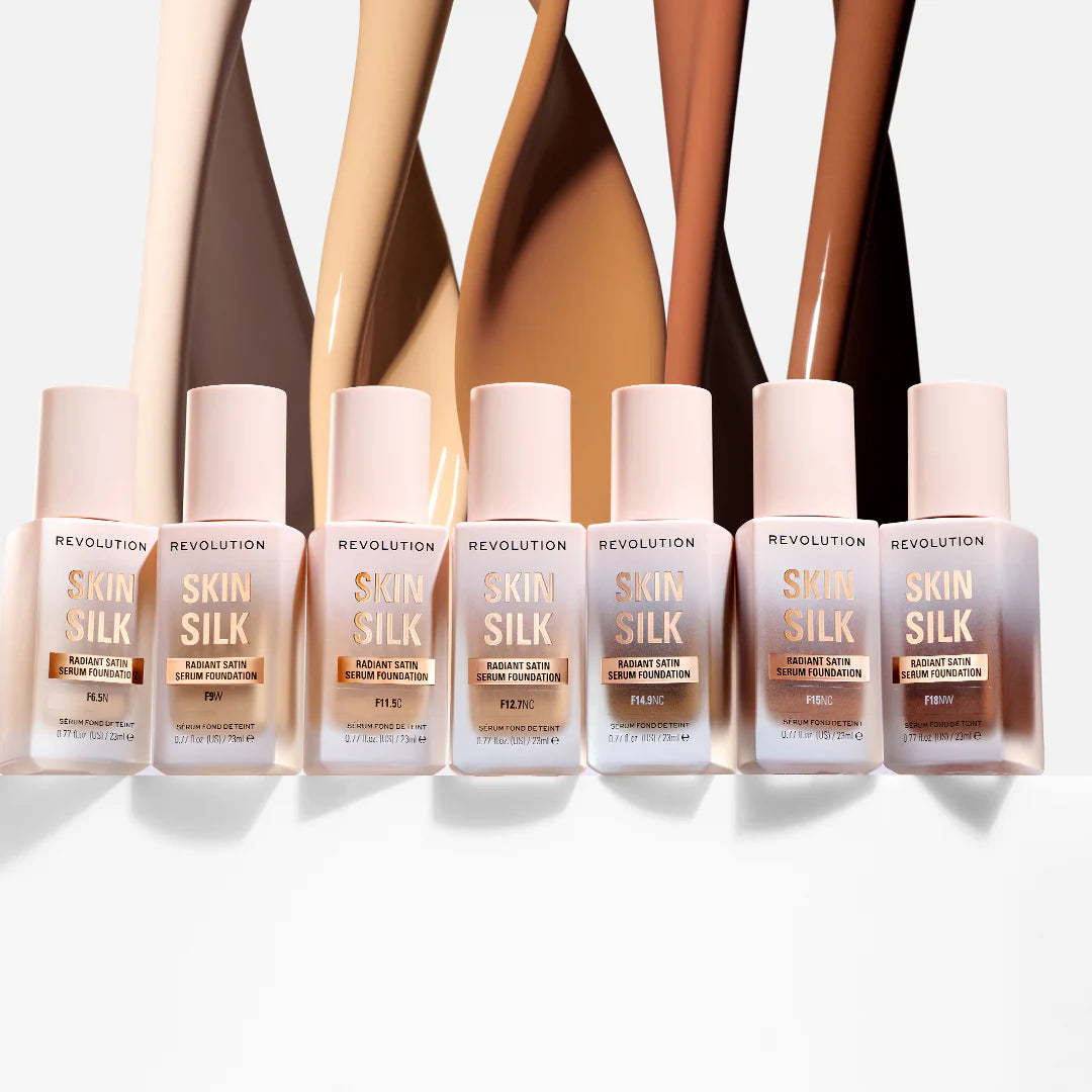 Makeup Revolution Skin Silk Serum Foundation F12.7NC 4pc Set + 1 Full Size Product Worth 25% Value Free