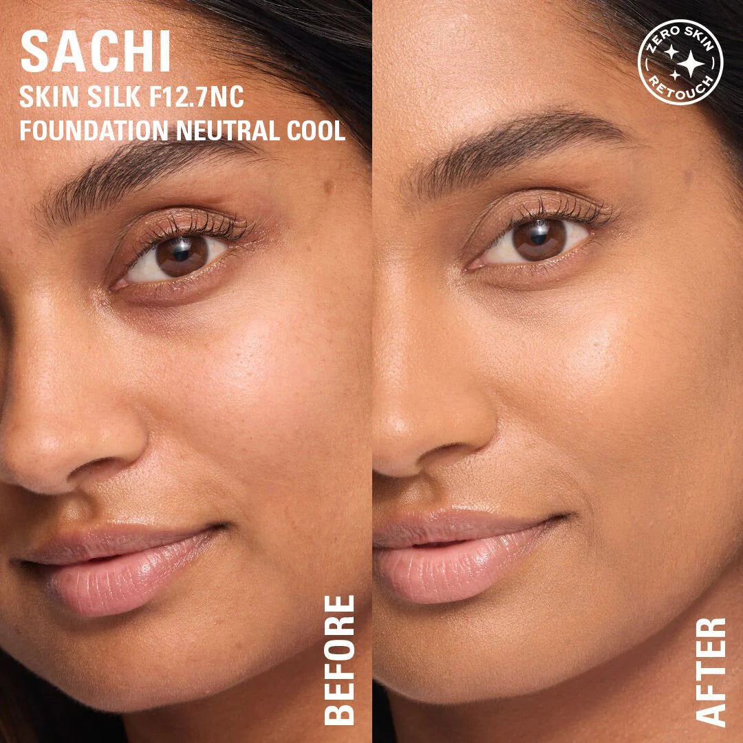 Makeup Revolution Skin Silk Serum Foundation F12.7NC 4pc Set + 1 Full Size Product Worth 25% Value Free