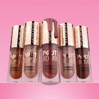 Makeup Revolution Pout Bomb Shimmer Gloss Shine Pink 4pc Set + 1 Full Size Product Worth 25% Value Free