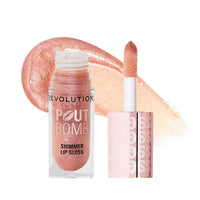 Makeup Revolution Pout Bomb Shimmer Gloss Glimmer Nude 4pc Set + 1 Full Size Product Worth 25% Value Free