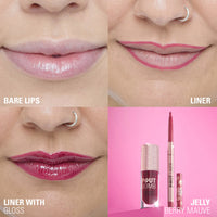 Makeup Revolution Pout Bomb Plumping Lip Liner Jelly Berry Mauve 4pc Set + 1 Full Size Product Worth 25% Value Free