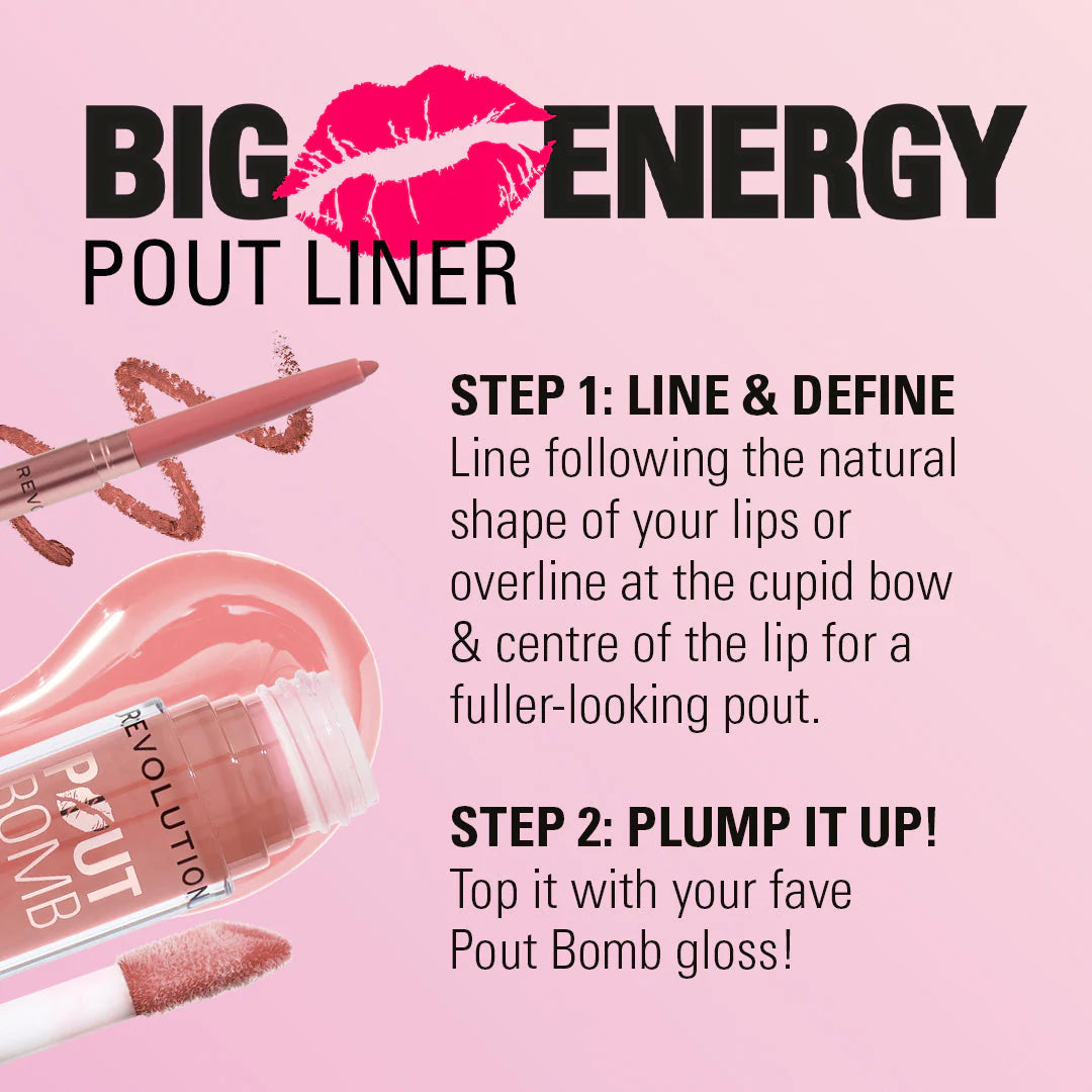 Makeup Revolution Pout Bomb Plumping Lip Liner Doll Cool Nude 4pc Set + 1 Full Size Product Worth 25% Value Free