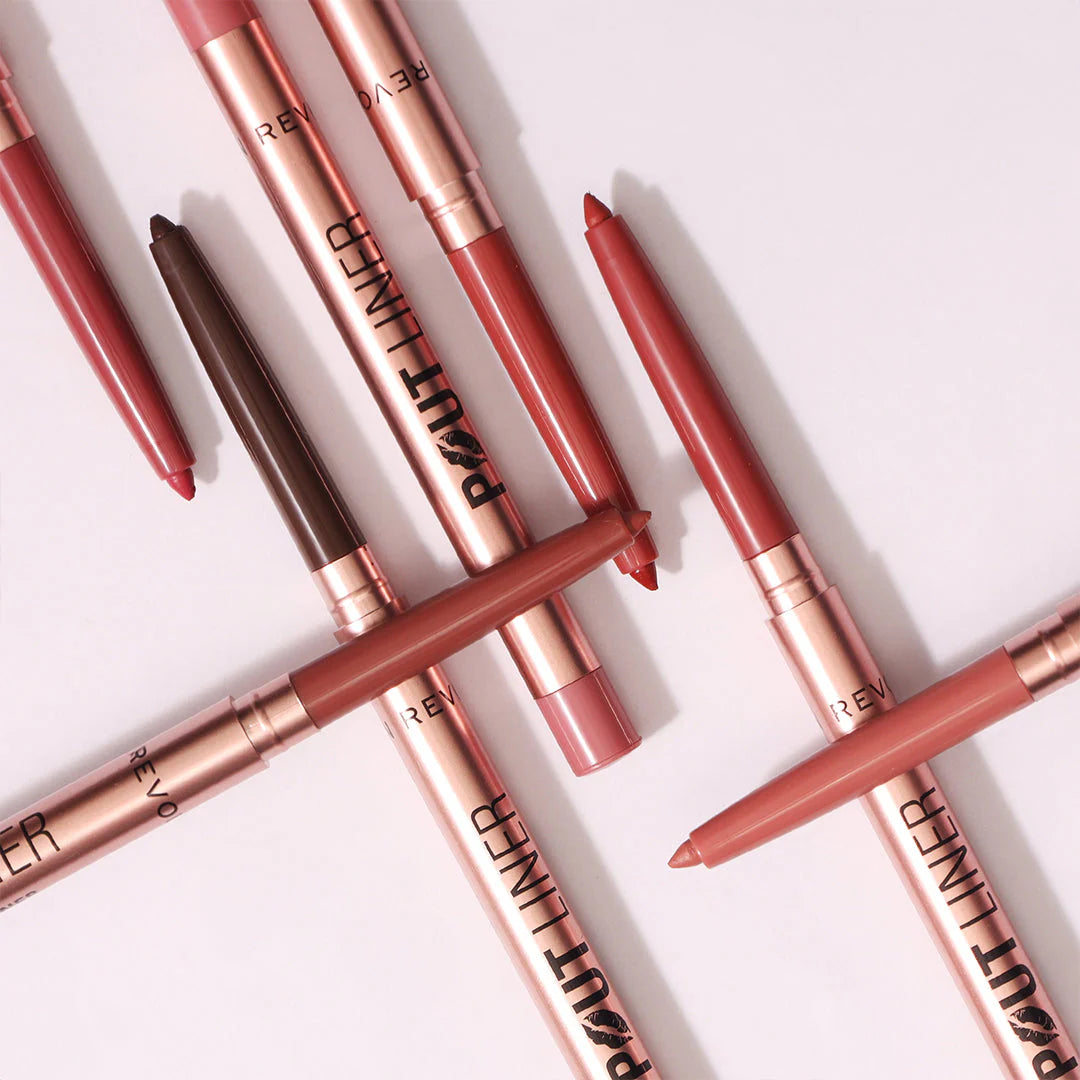 Makeup Revolution Pout Bomb Plumping Lip Liner Burnt Cherry Red 4pc Set + 1 Full Size Product Worth 25% Value Free