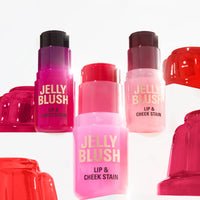 Revolution Jelly Blush Stick Lip and Cheek Stain Strawberry Pink 4pc Set + 1 Full Size Product Worth 25% Value Free