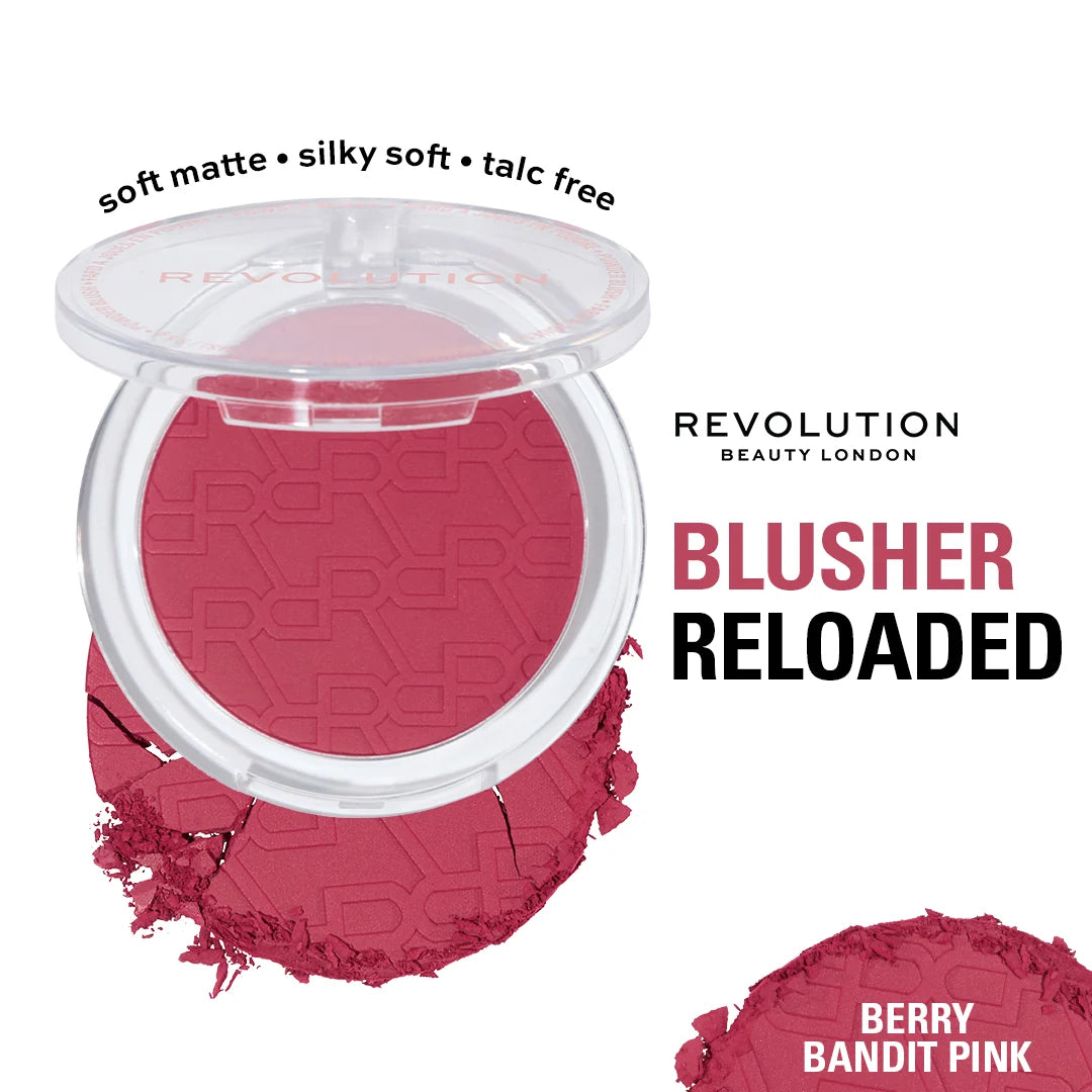 Revolution Blusher Reloaded Berry Bandit Pink 4pc Set + 1 Full Size Product Worth 25% Value Free