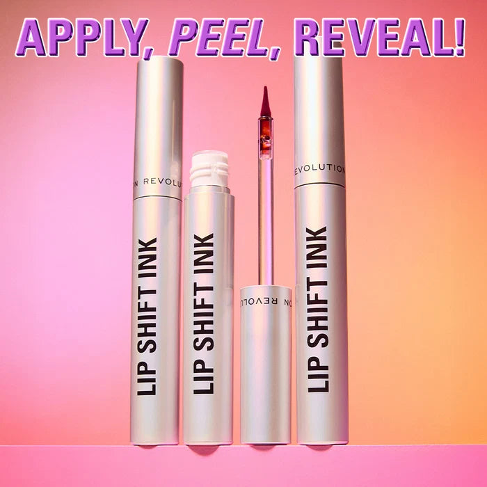 Makeup Revolution Lip Shift Ink Peel Off Lipliner Stain Red Reveal 4pc Set + 1 Full Size Product Worth 25% Value Free