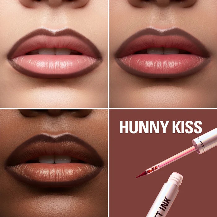 Makeup Revolution Lip Shift Ink Peel Off Lipliner Stain Hunny Kiss 4pc Set + 1 Full Size Product Worth 25% Value Free
