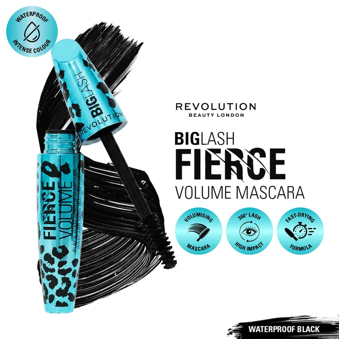 Revolution Big Lash Fierce Volume Mascara Waterproof Black 4pc Set + 1 Full Size Product Worth 25% Value Free