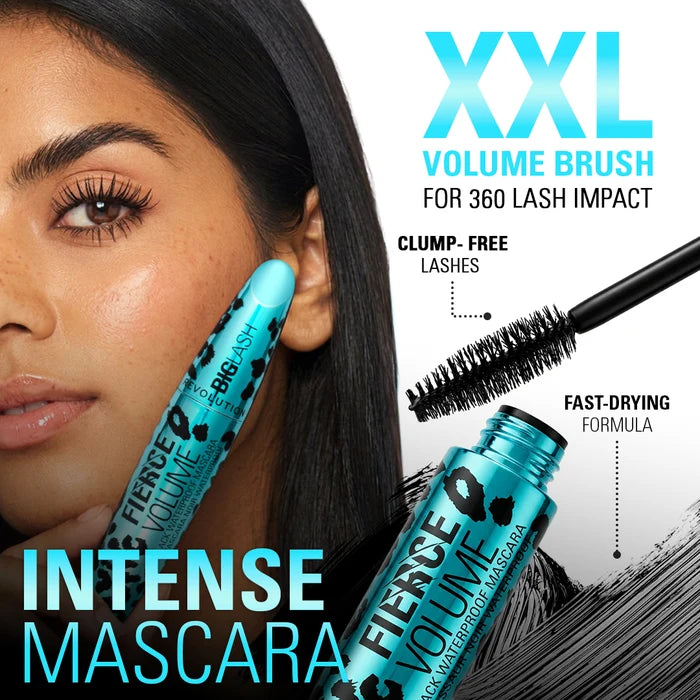 Revolution Big Lash Fierce Volume Mascara Waterproof Black 4pc Set + 1 Full Size Product Worth 25% Value Free