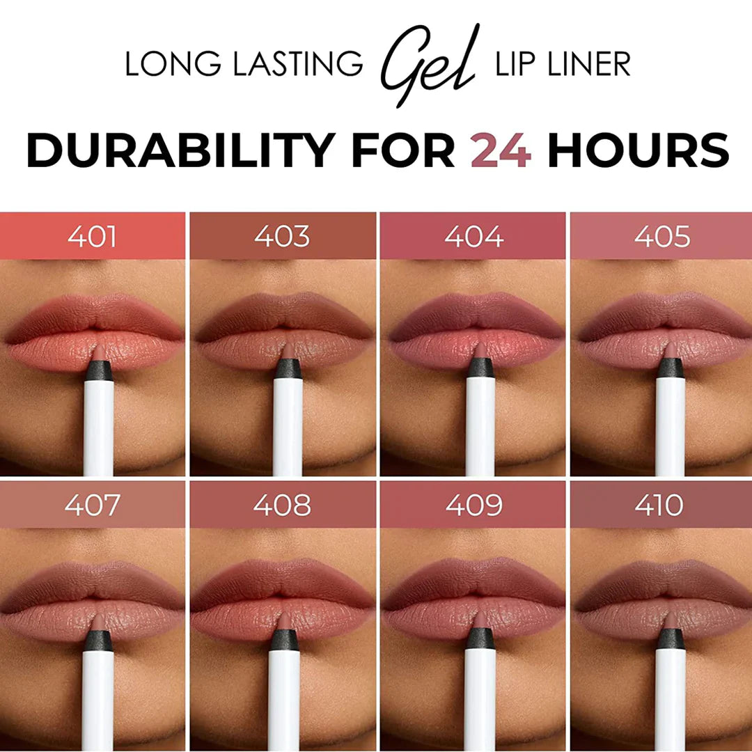 Lamel Long Lasting Gel Lip Liner №404-Berry 4pc Set + 1 Full Size Product Worth 25% Value Free