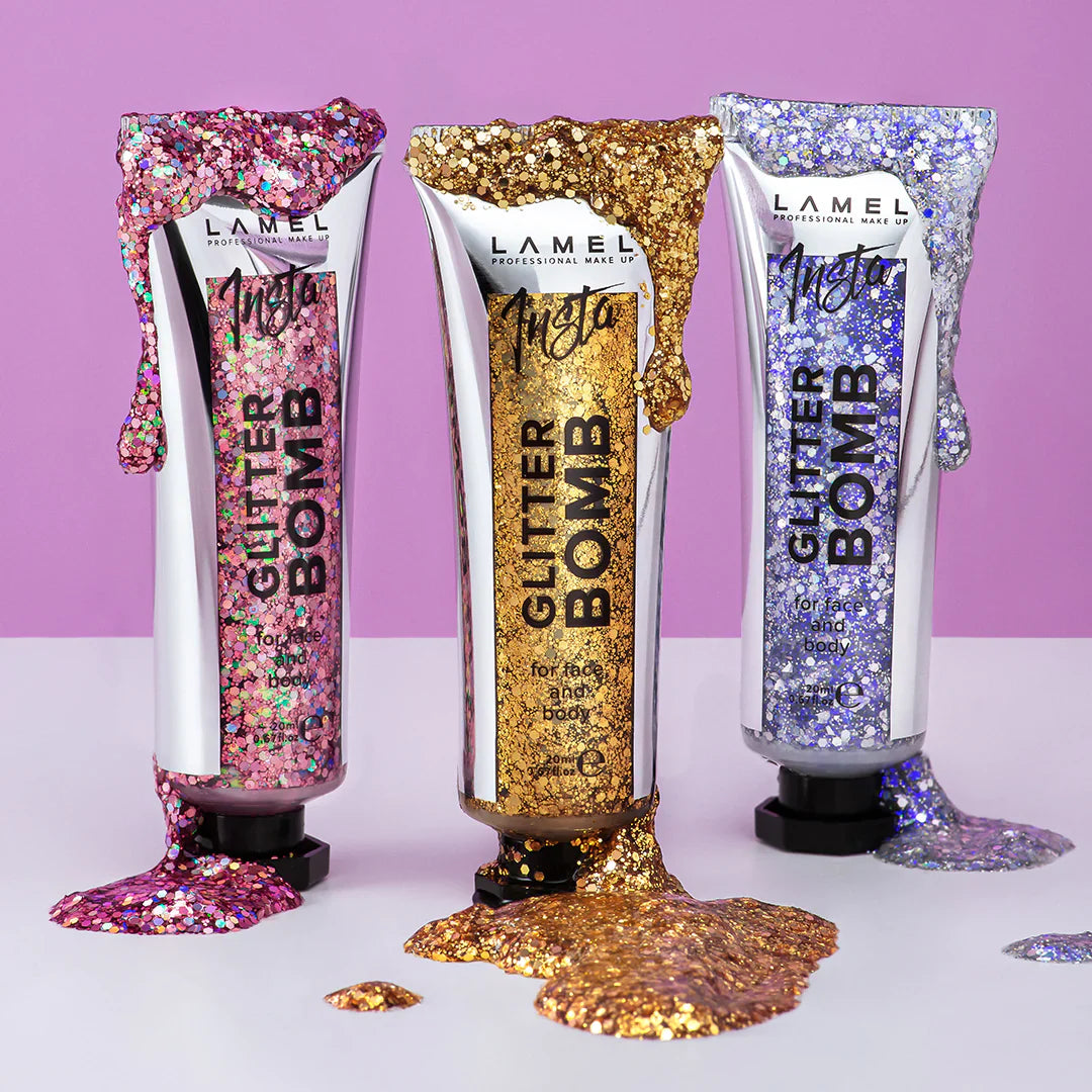 Lamel Insta Glitter Bomb №402-Gold 4pc Set + 1 Full Size Product Worth 25% Value Free
