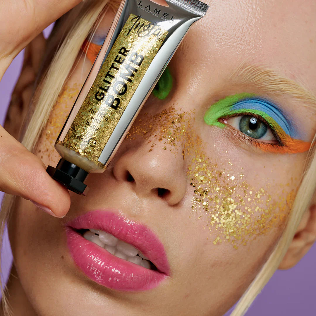 Lamel Insta Glitter Bomb №402-Gold 4pc Set + 1 Full Size Product Worth 25% Value Free