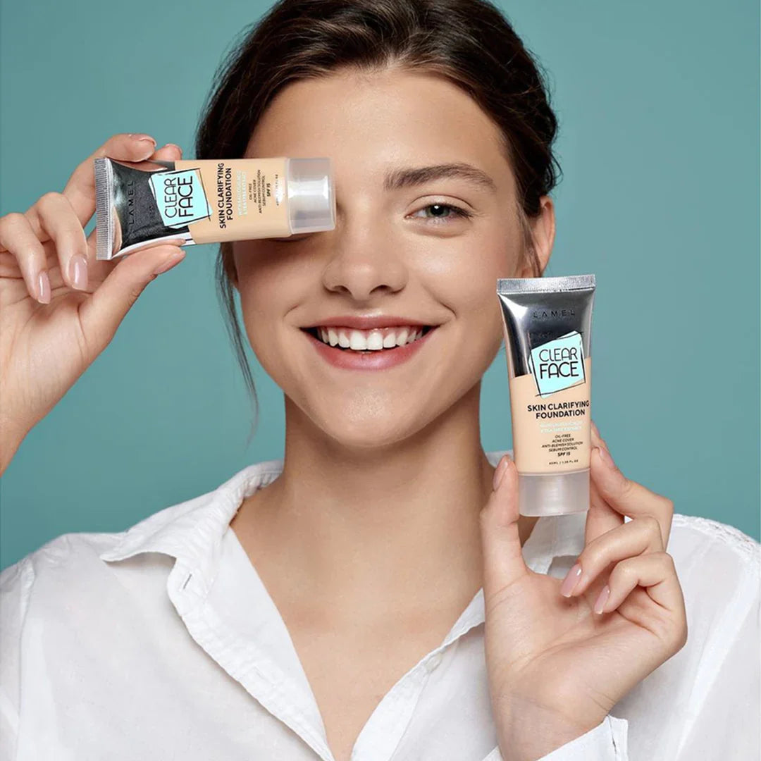 Lamel Oh My Clear Face Foundation Spf15 405 Buff Beige 4pc Set + 1 Full Size Product Worth 25% Value Free