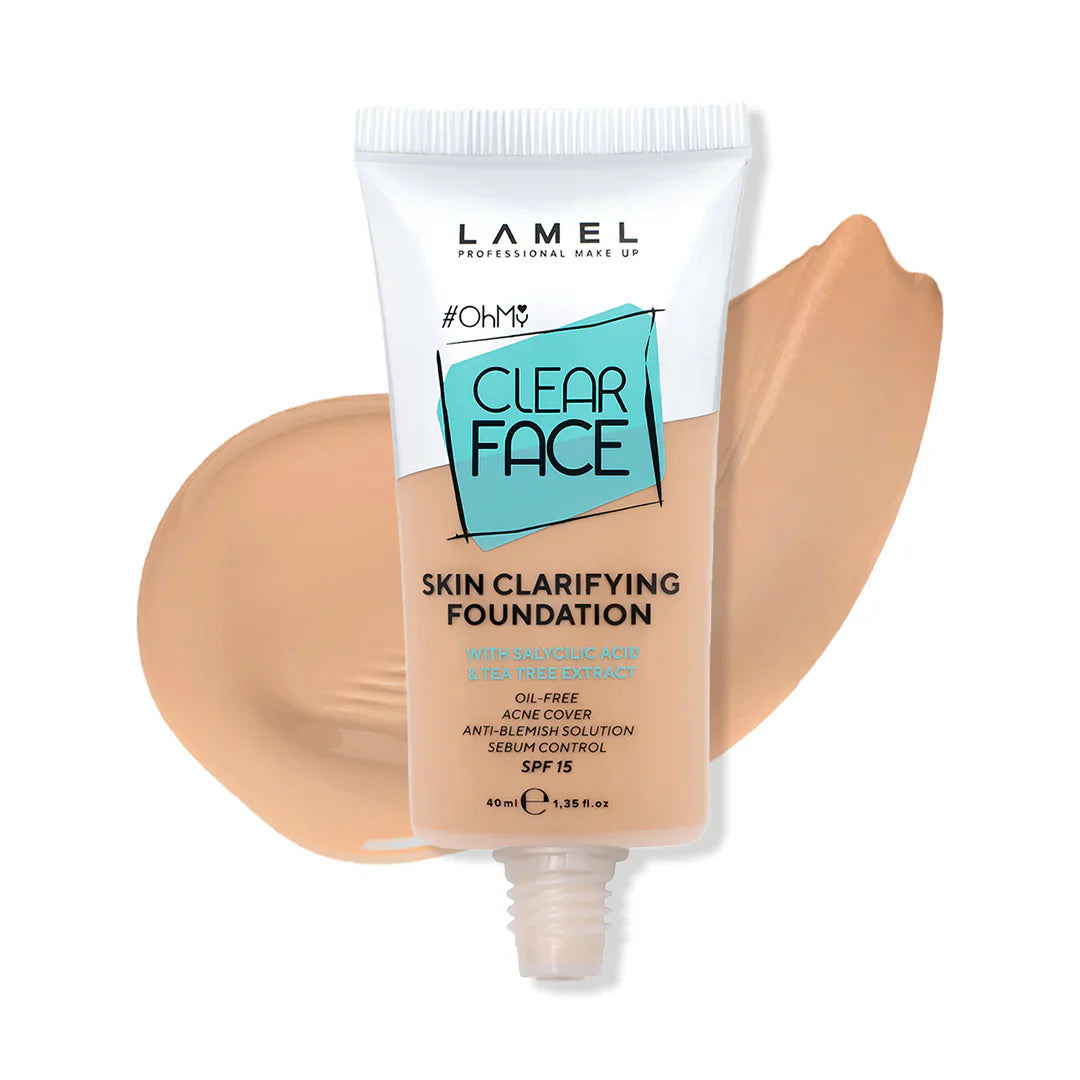 Lamel Oh My Clear Face Foundation Spf15 404 Custard 4pc Set + 1 Full Size Product Worth 25% Value Free