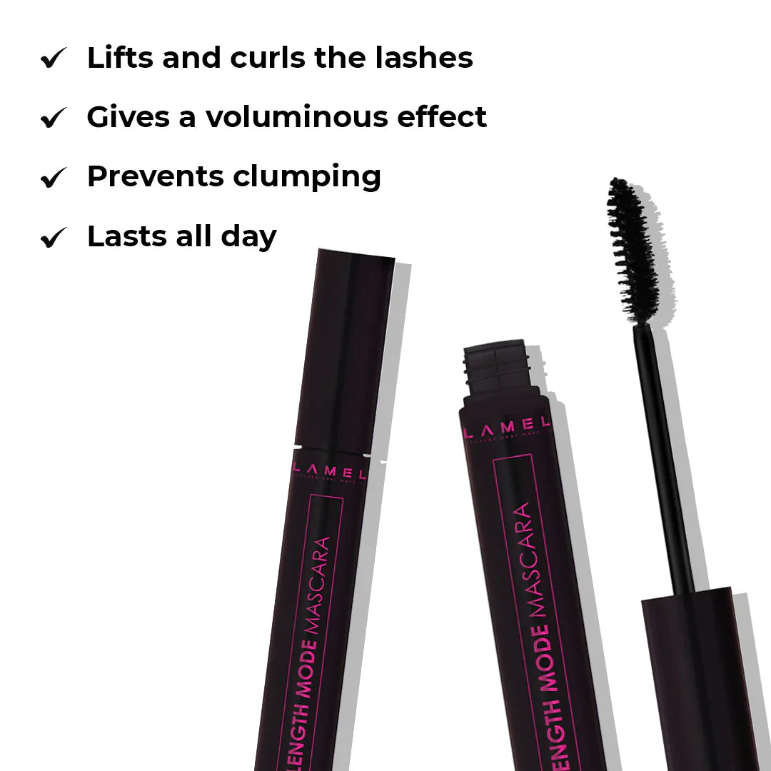 Lamel Length Mode Mascara Black 4pc Set + 1 Full Size Product Worth 25% Value Free