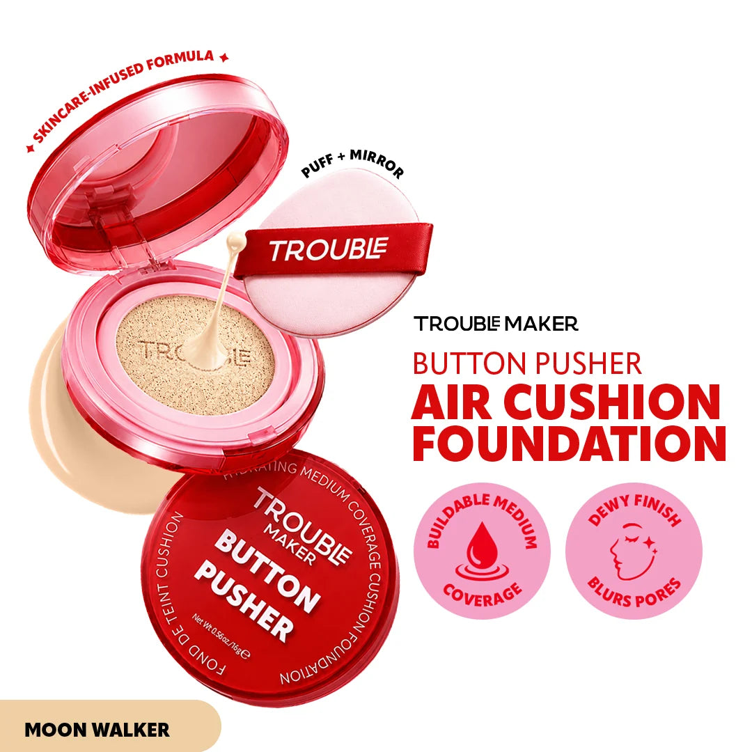 Trouble Maker Button Pusher Air Cushion Foundation Moon Walker 4pc Set + 1 Full Size Product Worth 25% Value Free