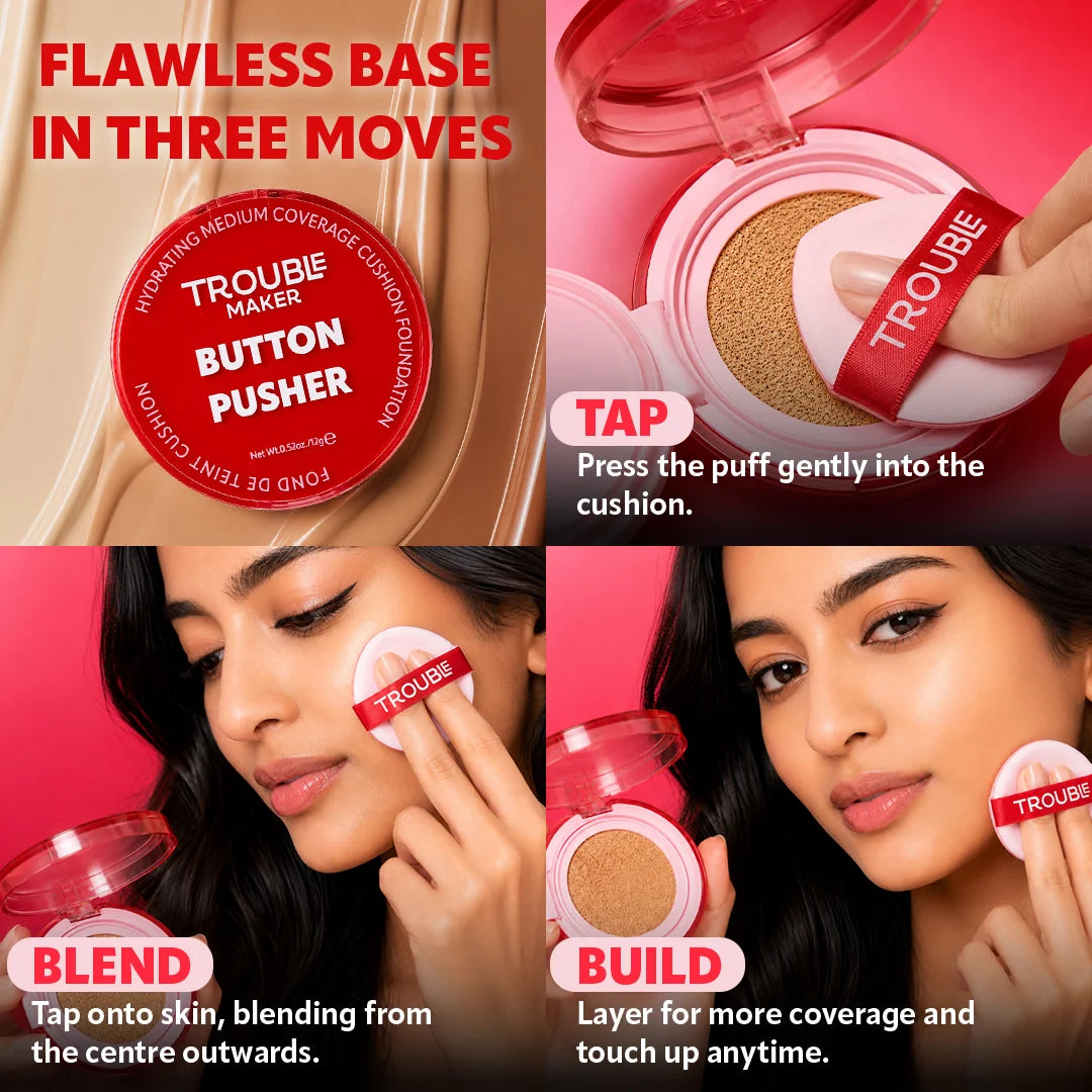 Trouble Maker Button Pusher Air Cushion Foundation Live Wire 4pc Set + 1 Full Size Product Worth 25% Value Free