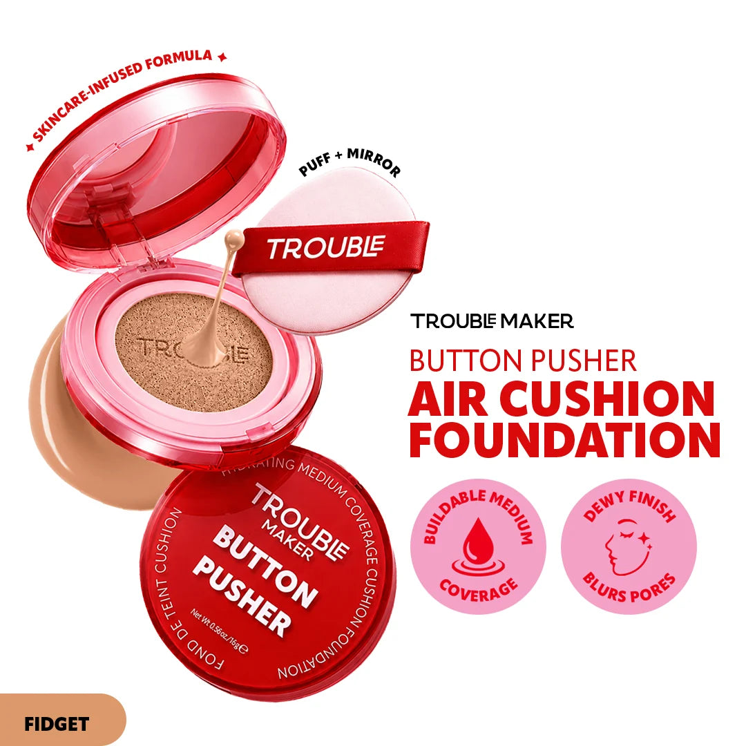 Trouble Maker Button Pusher Air Cushion Foundation Fidget 4pc Set + 1 Full Size Product Worth 25% Value Free